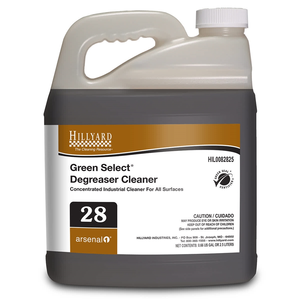 Hillyard, Arsenal One, Green Select Degreaser Cleaner #28, Dilution Control, 2.5 Liter, HIL0082825, Sold as each.