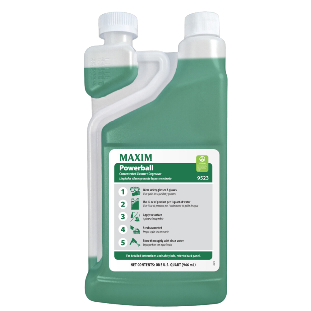 Midlab Maxim, Powerball Cleaner & Degreaser, Fragrant/Solvent Free, Easy Dilution Solution Quart Concentrate