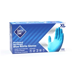 Hillyard, Safety Zone Blue Textured Nitrile Glove, Powder Free, X-Large, HIL30413