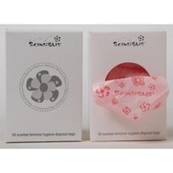 Scensibles, Single Use Sanitary Disposal Bags, Pink Flower Pattern, SCSSBX50CS, 24 packs of 50 bags per Case, Sold as Case