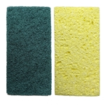 Hillyard, 74 Green Medium Scrubbing Sponge, Yellow and Green, HIL29952, 5 sponges per pack, 8 packs  per case, sold as 1 pack