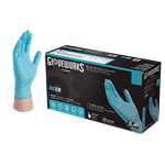 Ammex Glove, Gloveworks, Industrial Nitrile, Powder Free, Blue Textured, Medium, INPF44100, 100 gloves per box, sold as 1 box