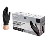 Ammex Glove, Nitrile Powder Free, Medical Exam Grade, Black, Medium, ABNPF44100, 100 gloves per box, sold as 1 box
