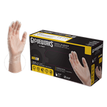 Ammex, Gloves, Gloveworks Industrial Vinyl, Powder Free, Clear, Small, IVPF42100, 100 gloves per box, sold as 1 box