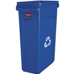 Rubbermaid, 23 Gal, Slim Jim Recycling Container with Venting Channels, Blue