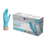 Ammex, Nitrile Exam Gloves, Powder Free, Medical Exam Grade, Blue Textured, Small