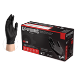 Ammex, Gloves, Gloveworks Textured Industrial Nitrile, Powder Free, Black, X-Large, GPNB48100, 100 gloves per box, sold as 1 box
