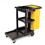 Rubbermaid Cleaning Cart with Zippered Yellow Vinyl Bag, Black, RUB617388, sold each