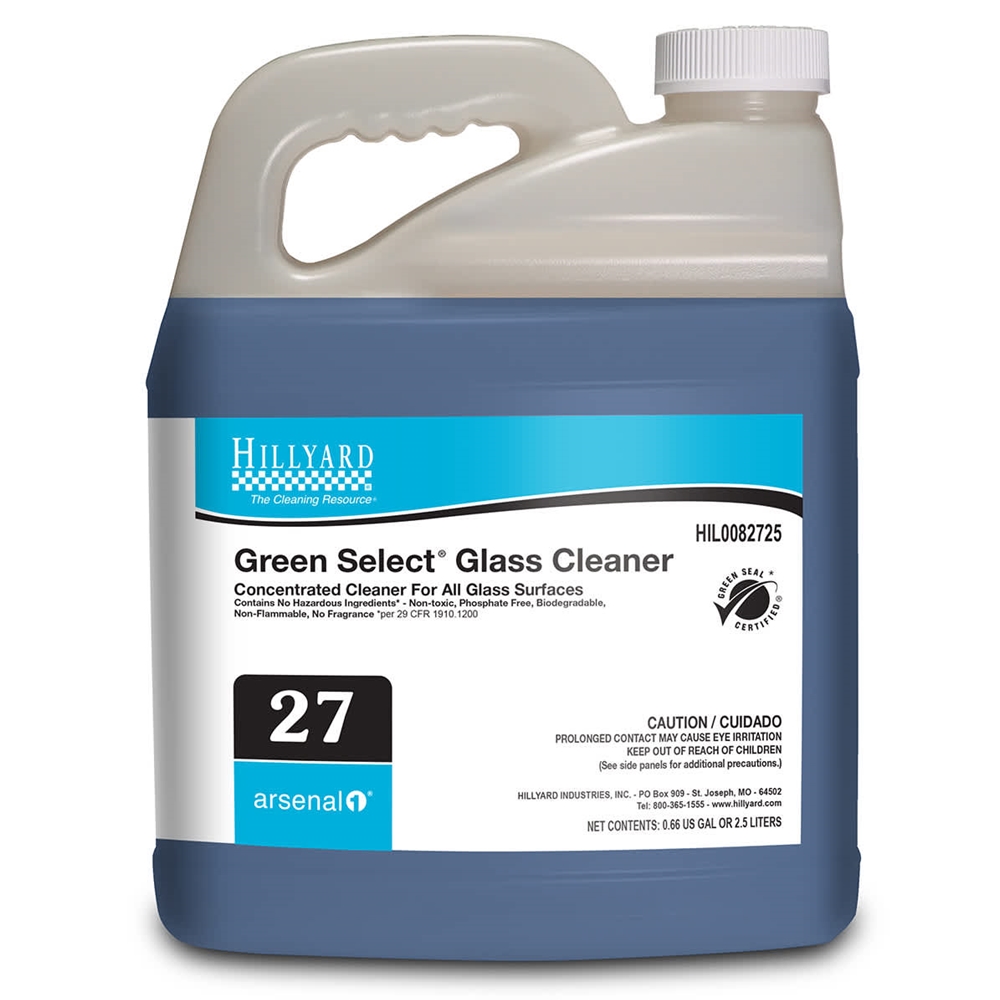 Hillyard, Arsenal One, Green Select Glass Cleaner #27, Dilution Control , 2.5 Liter, HIL0082725, Sold as each.