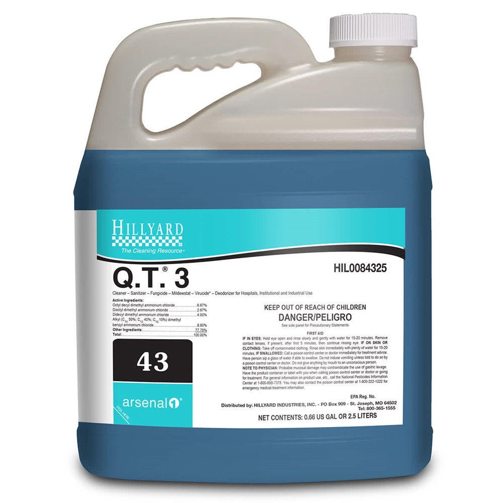 Hillyard, Arsenal One, Q.T. 3 Disinfectant Cleaner #43, Dilution Control, 2.5 Liter, HIL0084325, Sold as each.