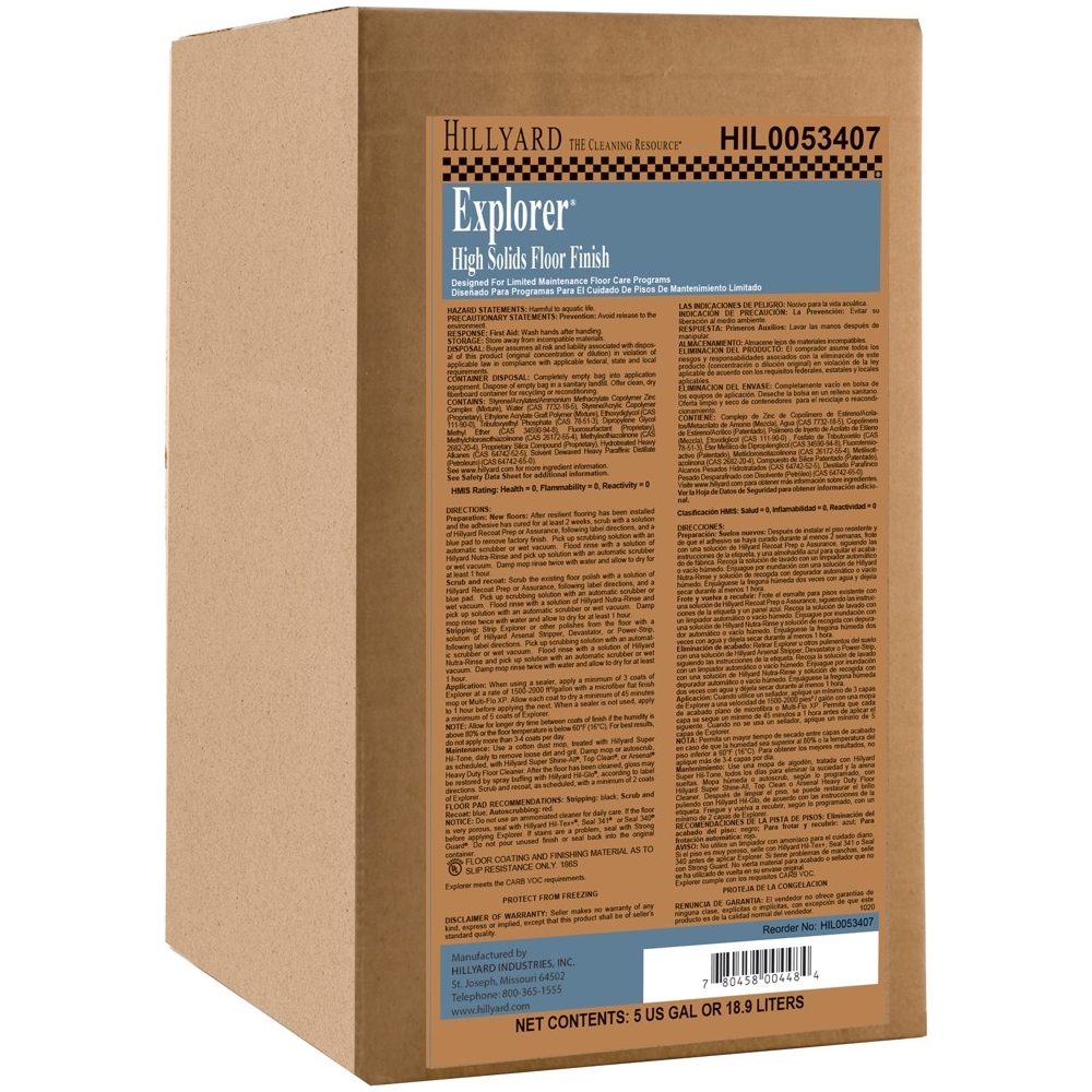 Hillyard, Explorer High Solids Floor Polish, ready to use 5 gallon pail, HIL0053407, sold as 1 pail