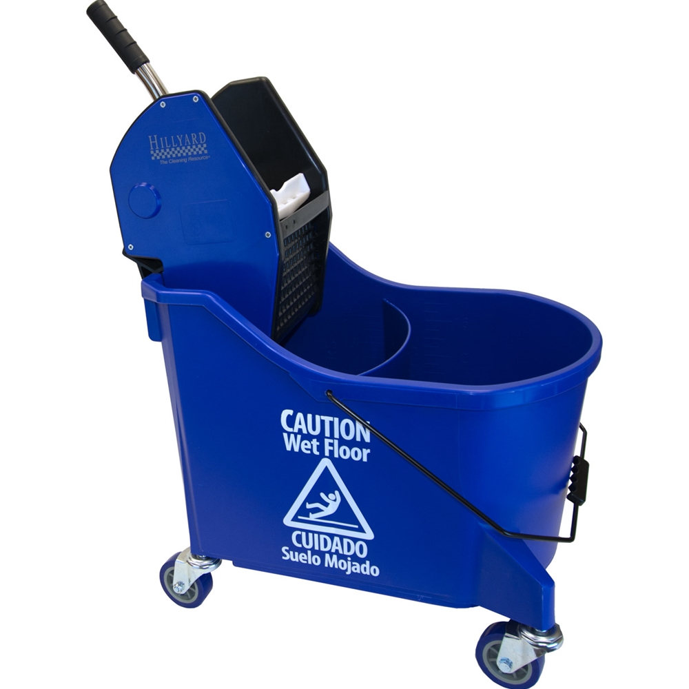 Hillyard, Trident Dual Compartment Bucket with Split Down Press Wringer, Blue, 5 Gallon, HIL20010, sold as 1 each
