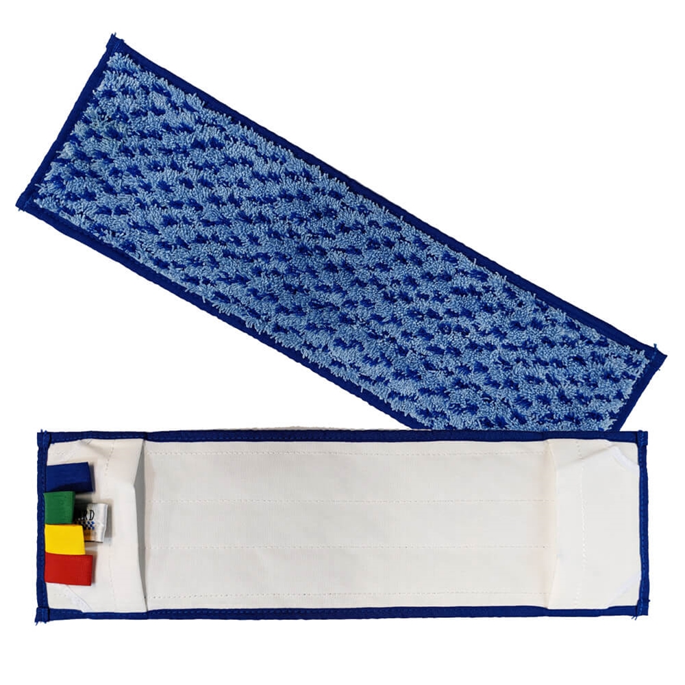 Hillyard, Trident, Microfiber Scrubber Pocket Mop, Blue, 18 inch, Sold as each.