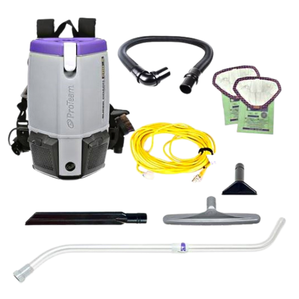 ProTeam, Super Coach 6 Pro Backpack Vacuum, Contains Attachment Kit 107099, 107307, sold as 1 unit
