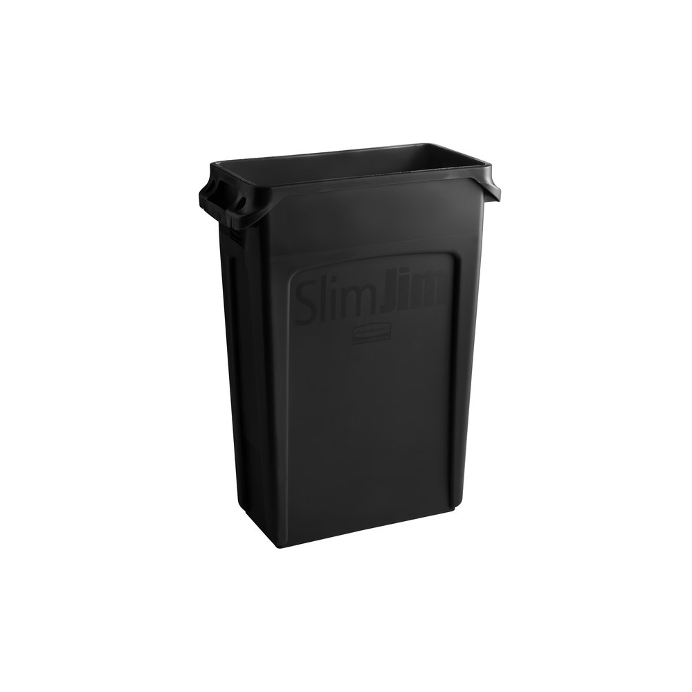 Rubbermaid FG354060BLA 23 Gal Rectangle Slim Trash Can, 22L x 11W x 30H, Black