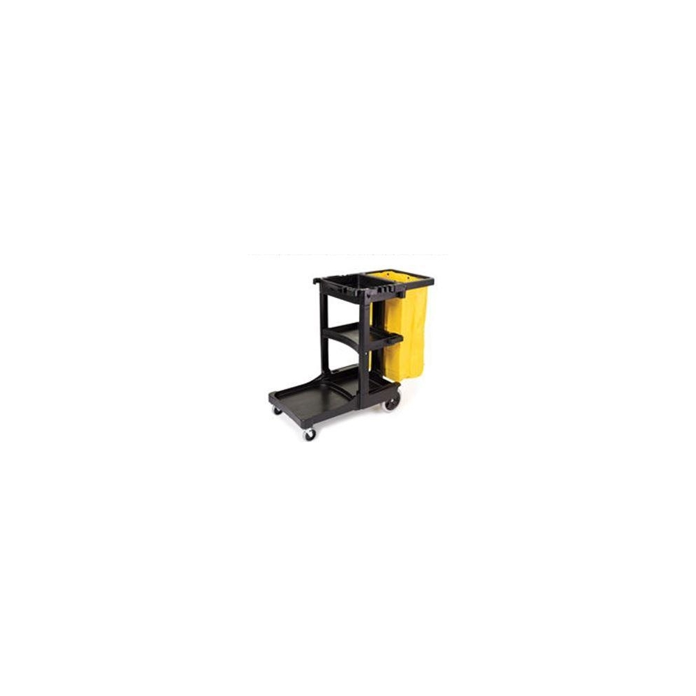 Rubbermaid, Cleaning Cart with Zippered Yellow Vinyl Bag, Black, RUB617388, Sold as Each