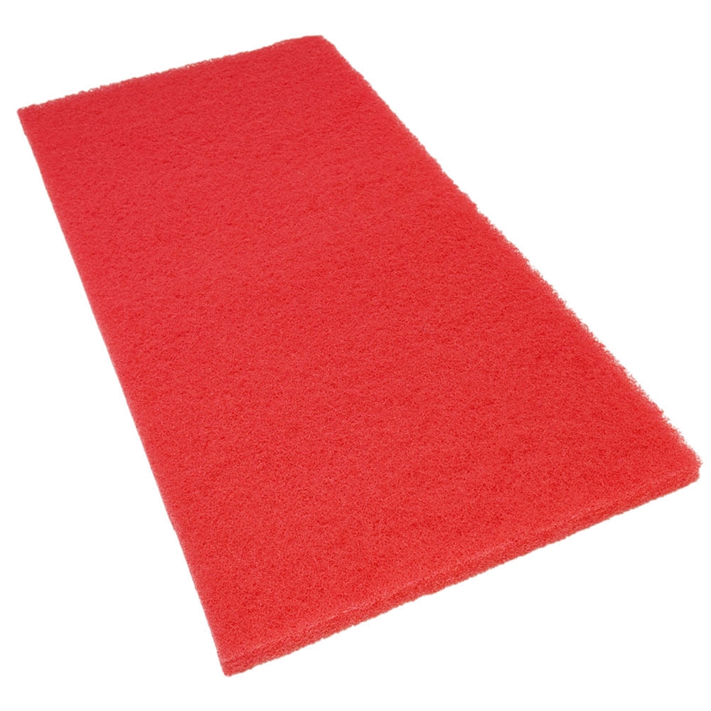 Hillyard, Red Clean and Buff Pad, Rectangle, 14 x 32, HIL41432