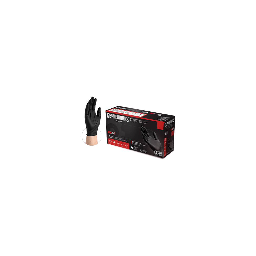 AMMEX Industrial Nitrile Gloves - Powder Free Disposable Work Gloves, 5 Mil Thickness