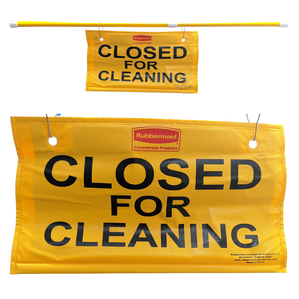 Rubbermaid, Site Safety Hanging Sign with Closed for Cleaning Imprint In English, RUB9S15YW, 6 per case, sold as 1 each