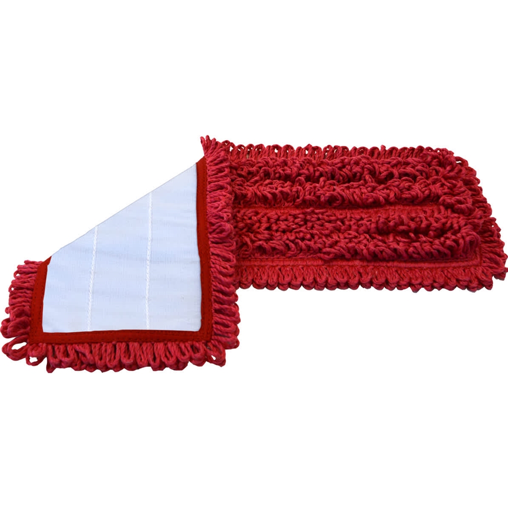 Hillyard, Trident, Premium Microfiber Hook and Loop Mop, Red, 18 inch, Sold as each