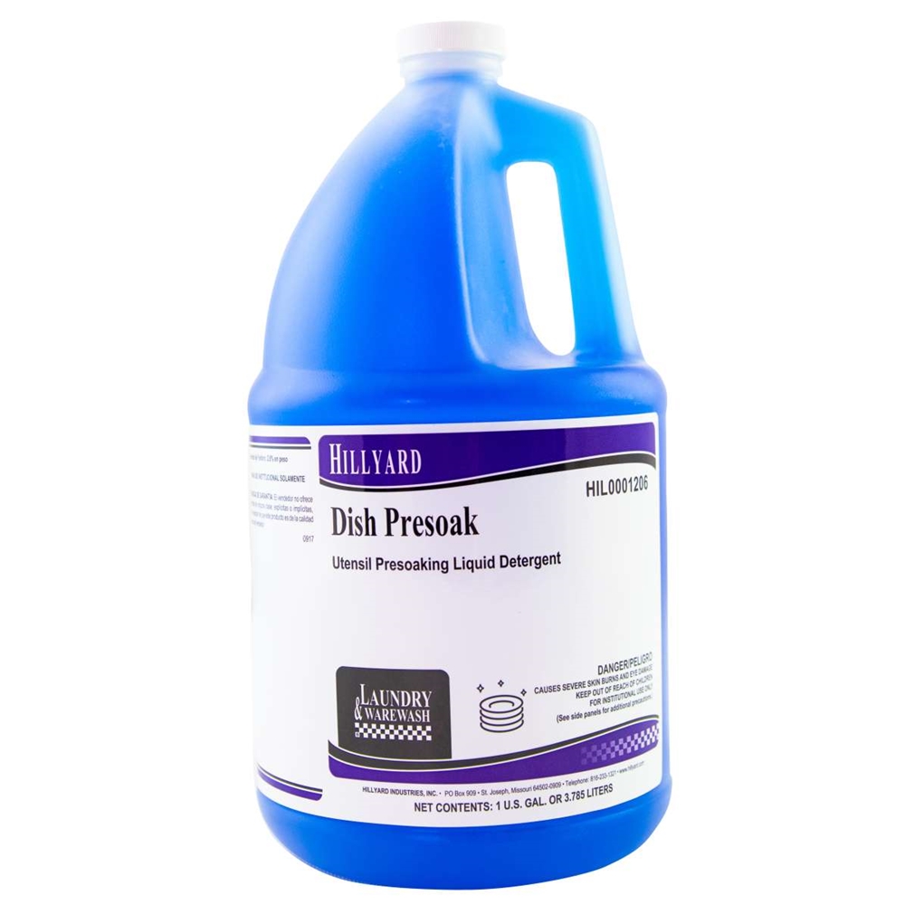 Hillyard, Dish Presoak, Concentrated, HIL0001206, 4 Gallons per Case, sold as 1 gallon.