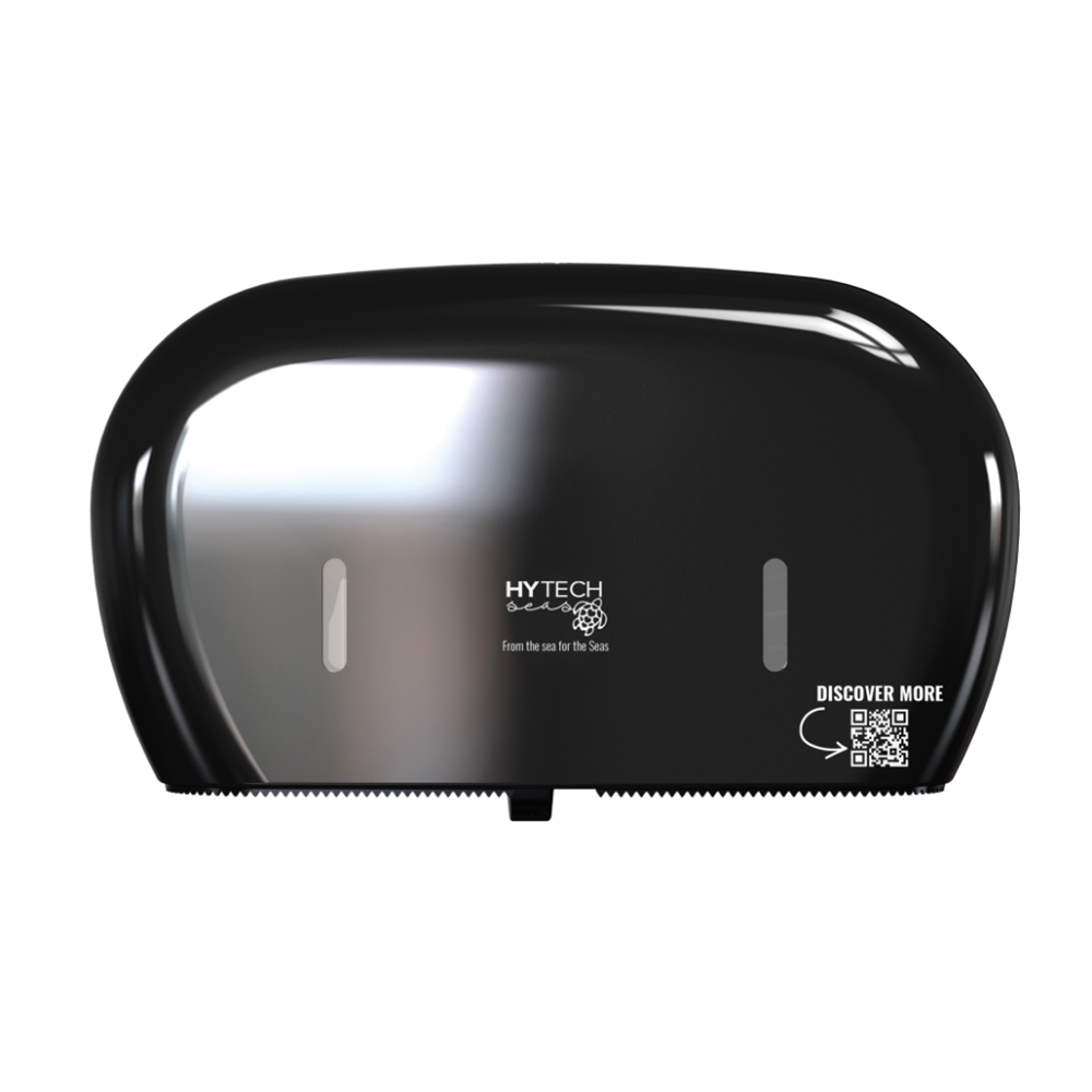 Papernet, HyTech Seas, Twin Jumbo Toilet Paper Dispenser, Black, Each