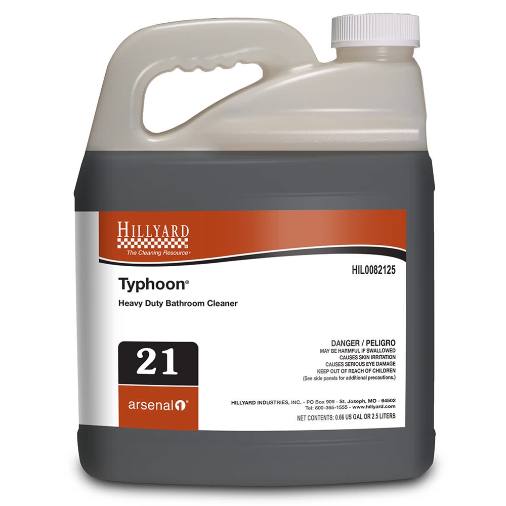Hillyard, Arsenal One, Typhoon Heavy Duty Acid-free Restroom Cleaner, Dilution Control, 2.5 Liter,  HIL0082125, Sold as each.