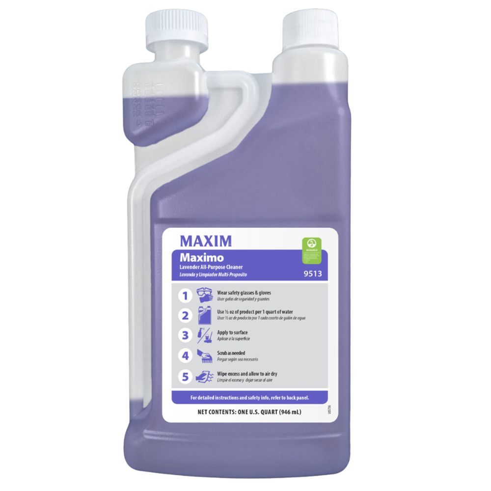 Midlab Maxim, Maximo Lavender All Purpose Cleaner and Deodorizer, Easy Dilution Solution Quart Concentrate