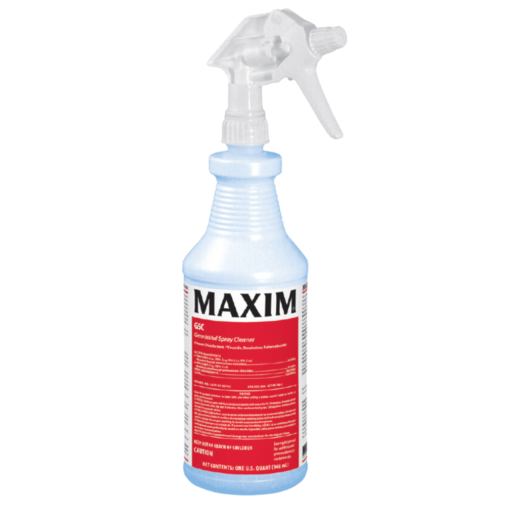 Midlab Maxim, GSC Germicidal Spray Cleaner, Disinfectant and Deodorizer, Lemon Scent, RTU Quart
