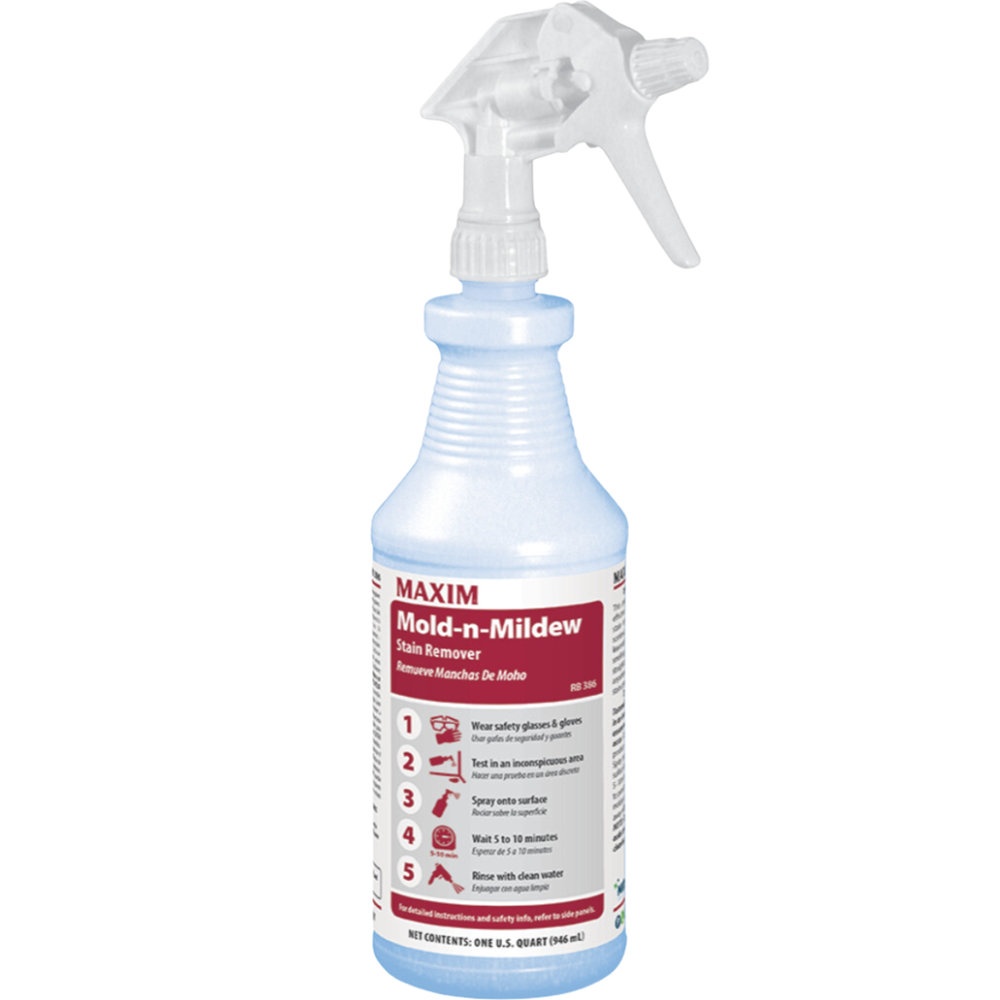 Midlab Maxim, Mold-n-Mildew Instant Stain Remover, Cleans, Whitens & Deodorizes, RTU Quart