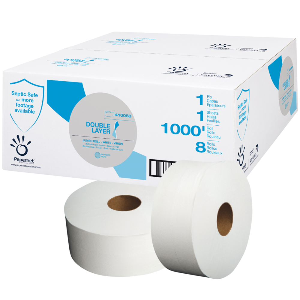 Papernet, Universal, Jumbo Roll Toilet Paper, Double Layer, 1000 ft, Case