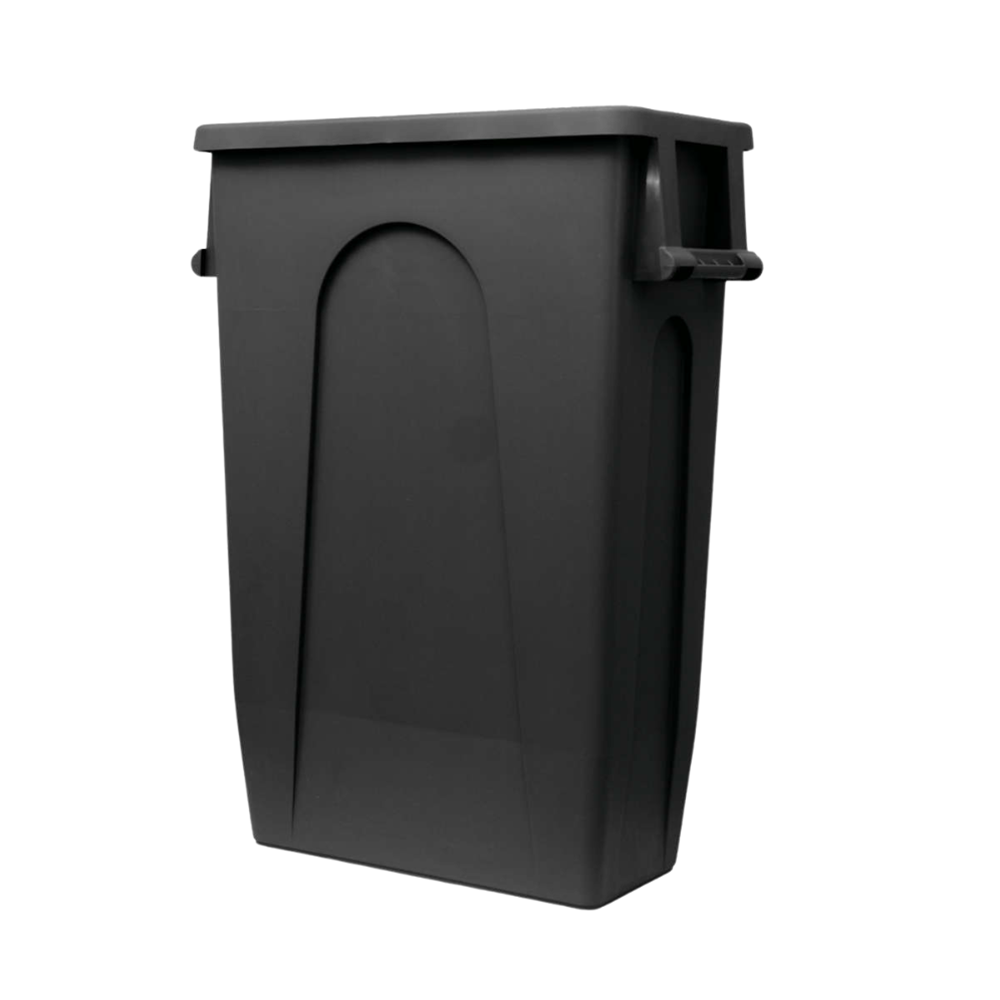 Hillyard, Tight Space, Trash Can, 23 Gal, Rectangle, Black, Each