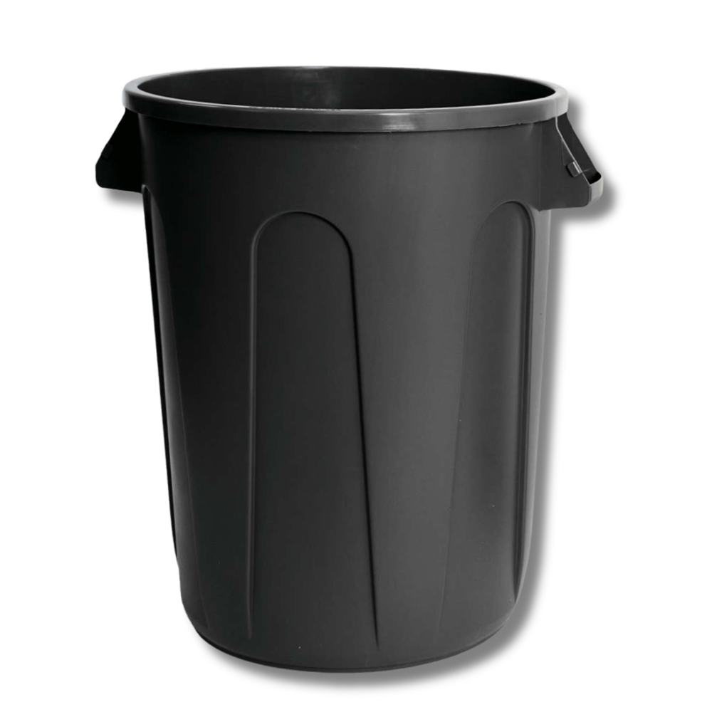 Hillyard, Indoor-Outdoor, Trash Can, 32 Gal, Round, Black, Each