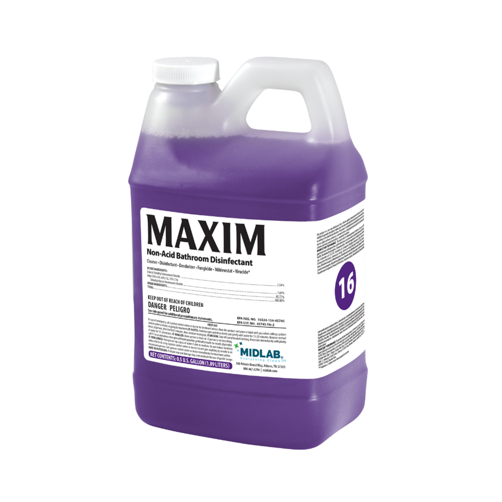 Midlab Maxim, CMS, Non-Acid Bathroom Cleaner #16, 64 oz Bottle