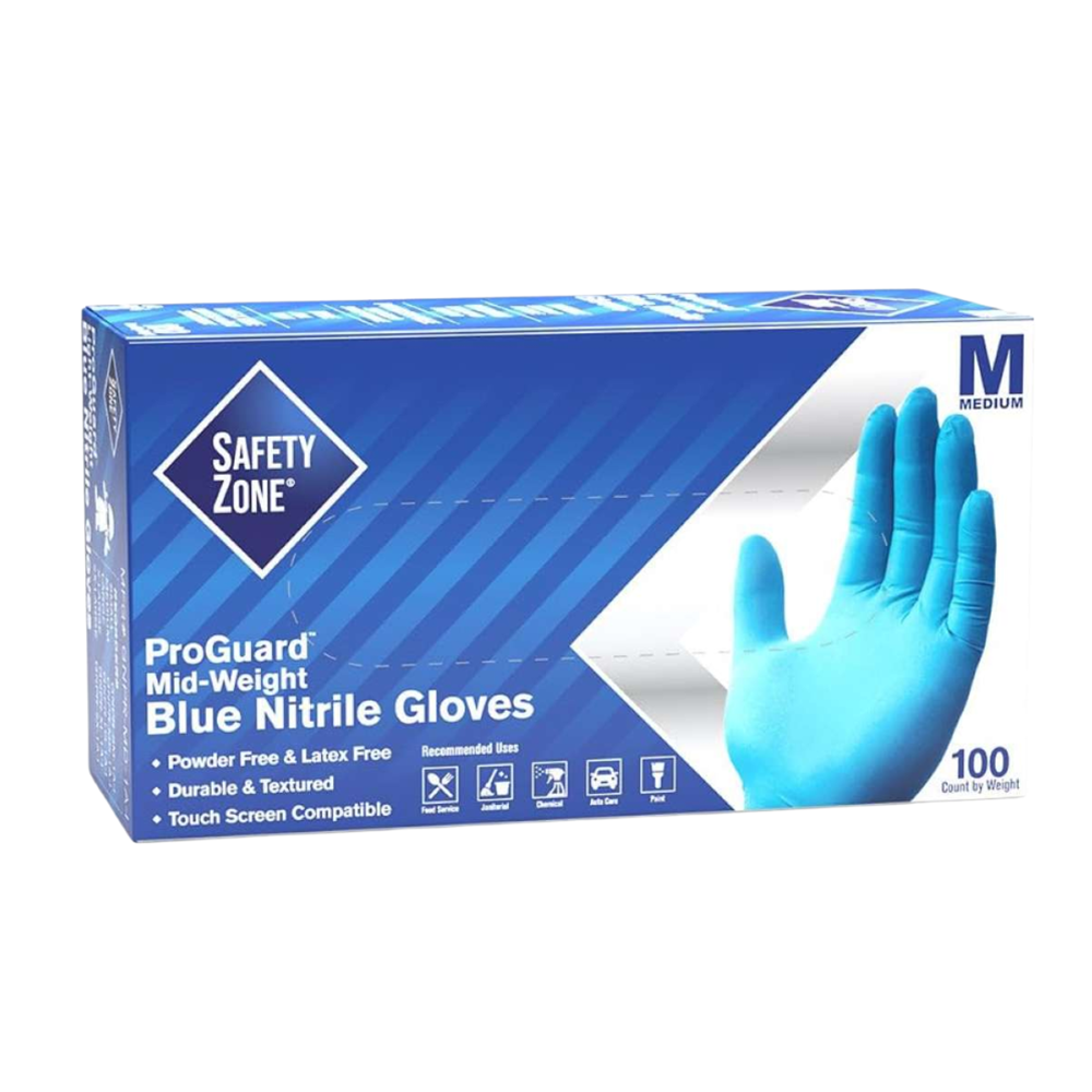 Safety Zone, Exam Grade Gloves, Nitrile, Medium, 3.7 Mil, Blue, 1 Box