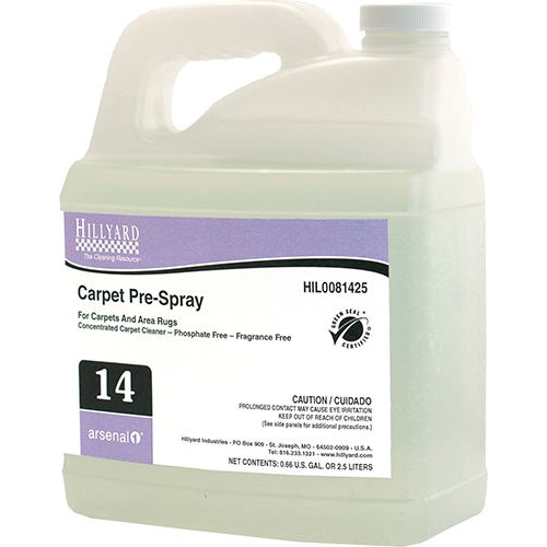 Hillyard, Arsenal One, Carpet Pre Spray #14, Dilution Control, HIL0081425, Four 2.5 liter bottles per case, sold as One 2.5 lite