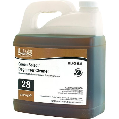 Hillyard, Arsenal One, Green Select Degreaser Cleaner #28, Dilution Control, HIL0082825, Four 2.5 liter bottles per case, sold a