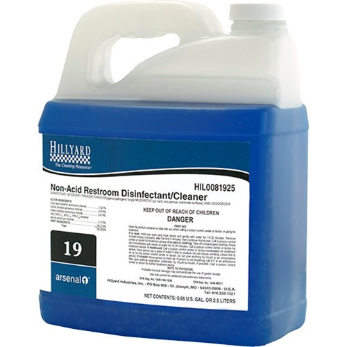 Hillyard, Arsenal One, Non-Acid Restroom Disinfectant Cleaner #19, Dilution Control, HIL0081925, sold as one 2.5 liter bottle, f