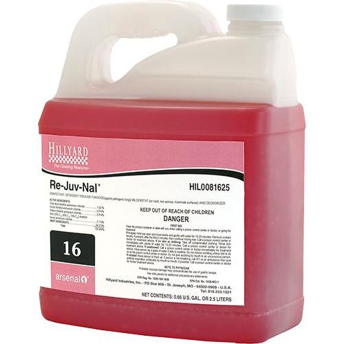 Hillyard, Arsenal One, Re-Juv-Nal Disinfectant #16, Dilution Controll, HIL0081625, Four 2.5 liter bottles per case, sold as One