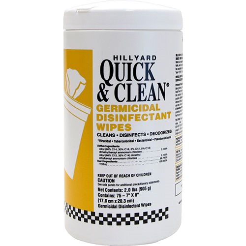 hillyard quick and clean germicidal wipes 90 wipes per container