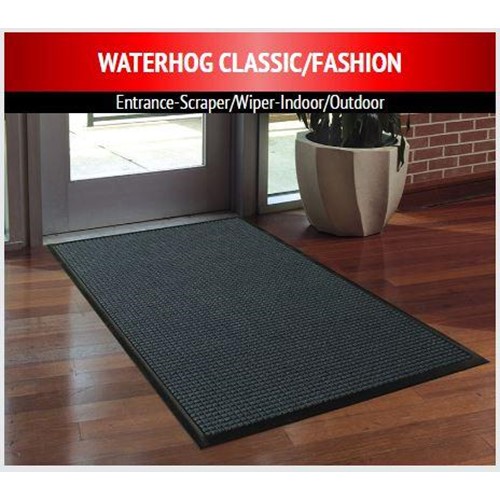 Mats → M + A Matting, Matting, Waterhog Classic, 6x8, Charcoal, Smooth  Back, 200-6x8-154S, sold as each.