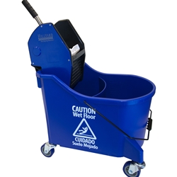 Hillyard, Trident Dual Compartment Bucket with Split Down Press Wringer, Blue, 5 Gallon, HIL20010, sold as 1 each