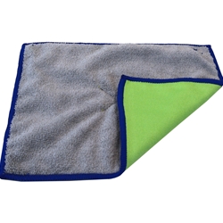 Hillyard, Trident Premium Microfiber Double Sided Cloths - Blue Band, 8 x 10 inch, Gray/Green, HIL20017, 12 cloths per pack, sol
