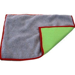 Hillyard, Trident Premium Microfiber Double Sided Cloths - Red Band, 8 x 10 inch, Gray/Green, HIL20018, 12 cloths per pack, sold