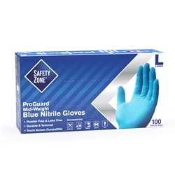 Hillyard, Safety Zone Blue Textured Nitrile Glove, Powder Free, Large, HIL30412