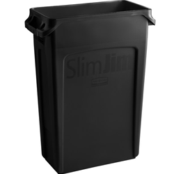 Rubbermaid, Slim Jim Waste Container, 23 gallon, Black, lid sold separately, RUB354060BK, sold as 1 can