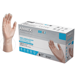 Ammex, Gloves, Vinyl, Powder Free, Medical Exam, Large, VPF66100, 100 gloves per box, sold as 1 box