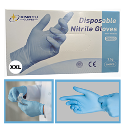 Gloves,Nitrile, Blue, XX-Large, D2000020