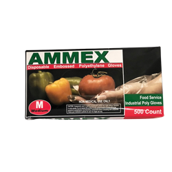 Ammex Glove, Food Service Poly, Medium - sold per box of 500, PGLOVE-500-M