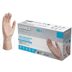 Ammex, Medical Vinyl Gloves, Powder Free, X-Large, Clear, 1 Box